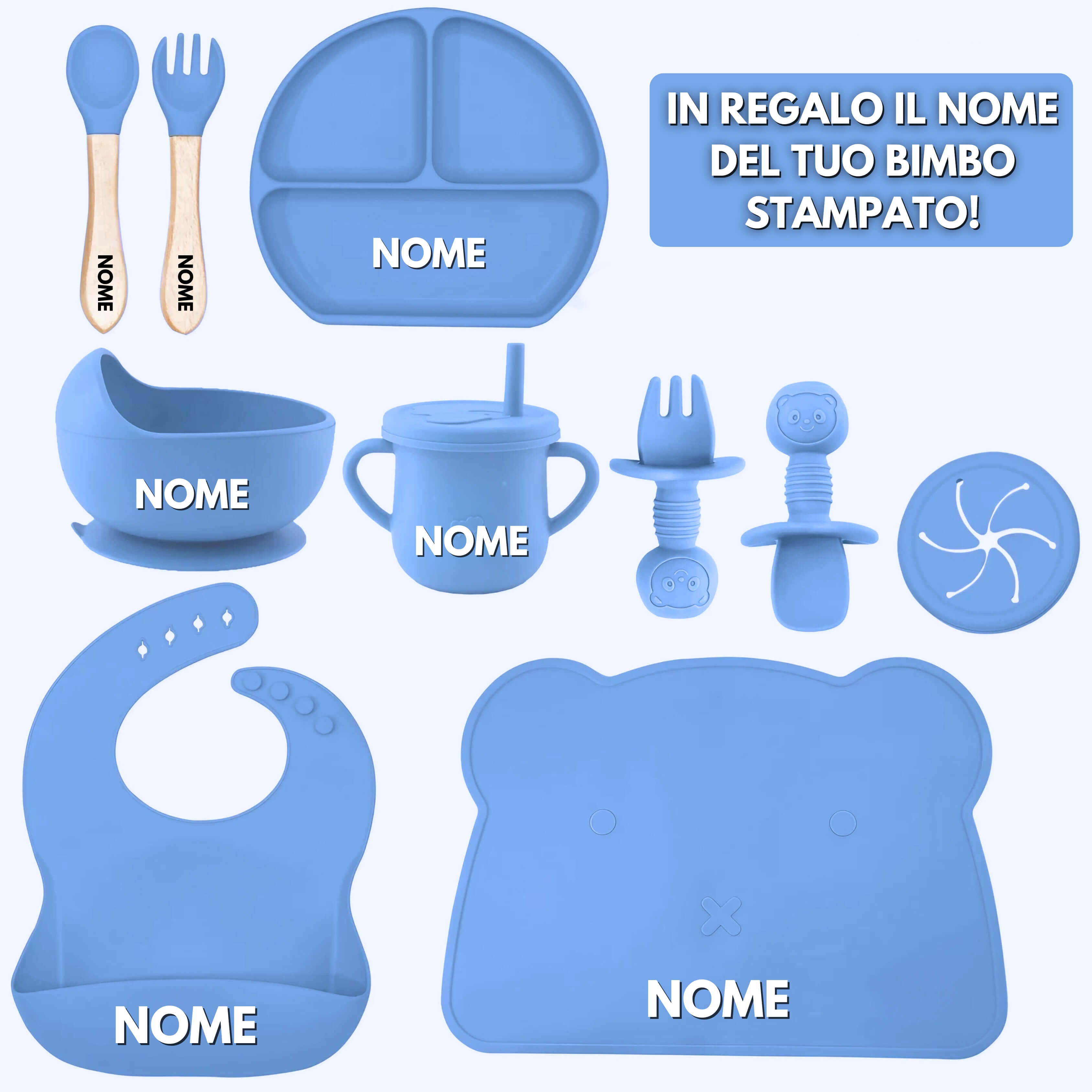 Set Personalizzabile in Silicone per lo Svezzamento